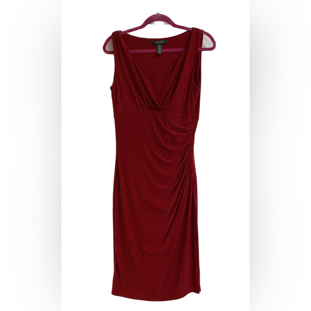 Va va va voom siren red Ralph Lauren size 10 sleeveless cocktail dress.